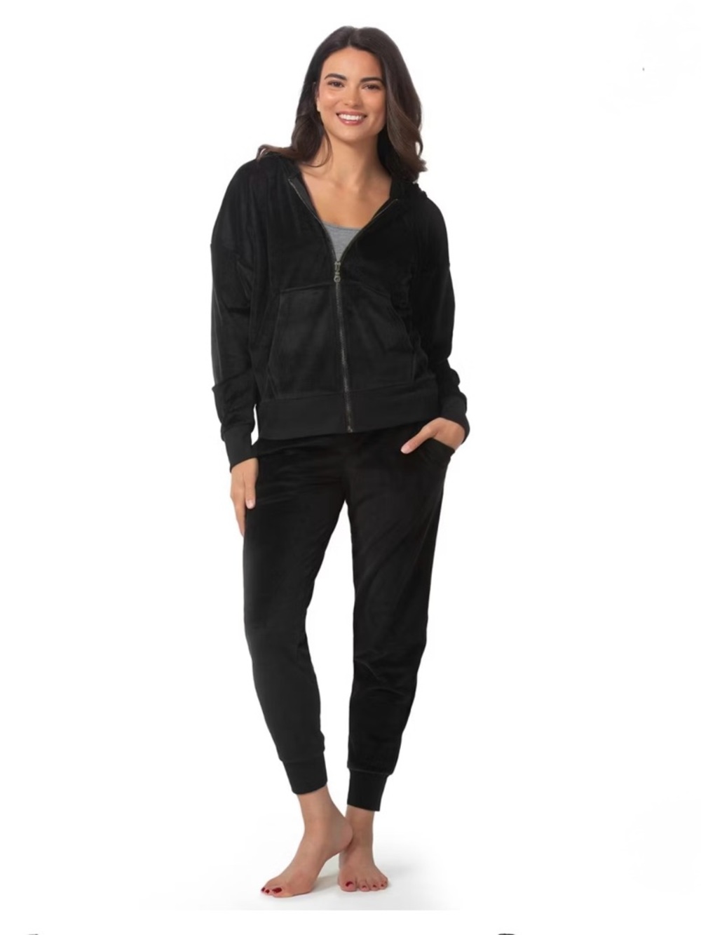 Felina Womens Velour Zip Hoodie and Jogger Set Soft 2-Piece Tracksuit Lounge Set